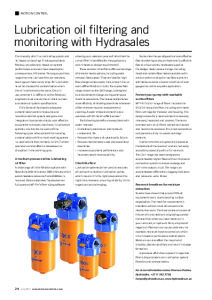 Lubrification oil filtering and monitoring with Hydrasales - MP Filtri